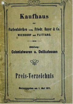 Preisverzeichnis Bayer-Kaufhaus, Leverkusener Straße, 1911