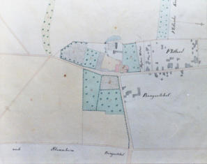 Karte der Ländereien um den Bungartshof des Grafen Egon von Fürstenberg-Stammheim
